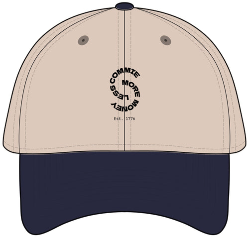 Garment Washed Baseball Cap — 'Less Commie, More Money' Minimal Logo Dad Hat